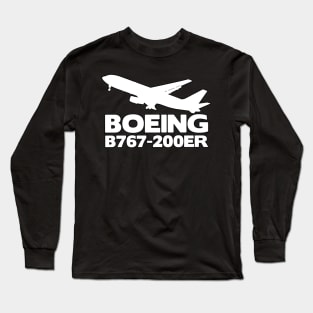 Boeing B767-200ER Silhouette Print (White) Long Sleeve T-Shirt